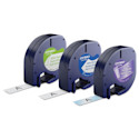 Dymo LetraTag Label Tape - Pkg of 3, White Plastic/Clear Plastic/White Paper