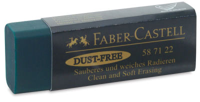 Faber-Castell Dust-Free Eraser - Angled view of Eraser partially removed from package sleeve
