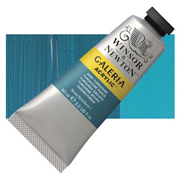 Open in modal - Winsor & Newton Galeria Flow Acrylic - Deep Turquoise, 60 ml tube and swatch