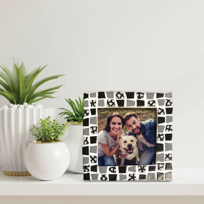 DIY Designs Photo Frame Mosaic Kit - Black/White, 6" x 6", Sample Artwork