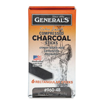 General's Jumbo Charcoal Sticks - 4B, Box of 6 Sticks