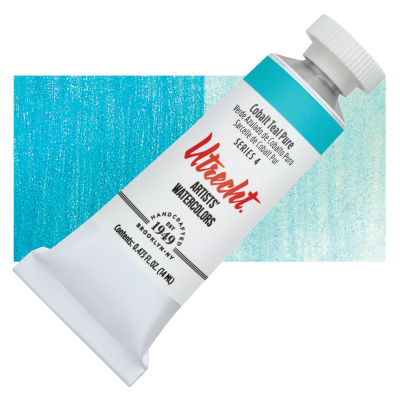 Utrecht Artists' Watercolor Paint - Cobalt Teal Pure, 14 ml, Tube with Swatch