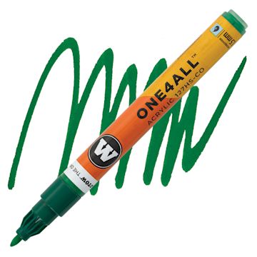 Open in modal - Molotow One4All Acrylic Marker - 1.5 mm Tip, Mister Green marker and swatch