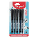 Maped Custom Permanent Markers - Black, Pkg of 5
