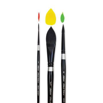 Silver Brush Black Velvet Watercolor Brush Set - Assorted, Set of 3 (with example stroke)
