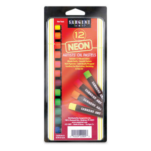 Sargent Art Gallery Oil Pastels - Front of 12 pc package of Neon Fluorescent Colors shown 