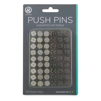 U Brands Push Pins - Front of blister package of 54 Push pins