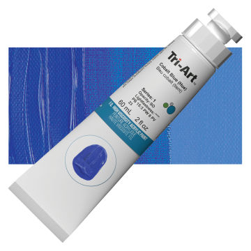 Tri-Art High Viscosity Artist Acrylic - Cobalt Blue (Hue), 60 ml tube with swatch