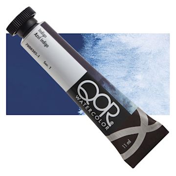 Open in modal - QoR Modern Watercolor - Indigo, 11 ml tube and swatch