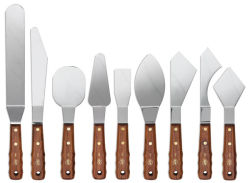 RGM Large Painting Spatulas - 9 styles of Spatulas shown upright in a row