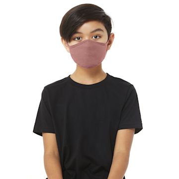 Open in modal - Bella Canvas Kids Reusable Face Mask - Mauve, Shown in use.