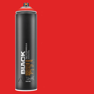 Montana Black Spray Paint - Power Red, 600 ml can with swatch