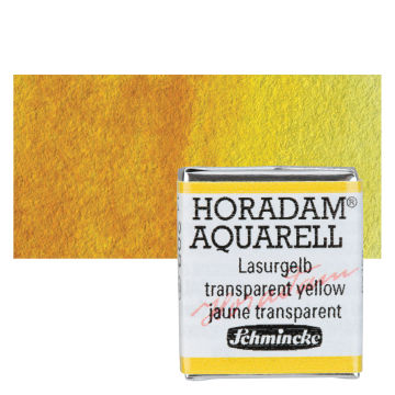 Schmincke Horadam Aquarell Artist Watercolor - Transparent Yellow, Half Pan with Swatch