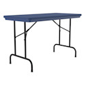 Correll Plastic Resin Folding Table - 24" x 48", Blue, Fixed Height