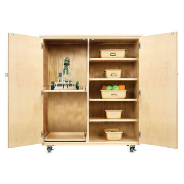 Diversified Spaces Robotics Storage Cabinets - Cabinet with pull-out drawers and 10 totes open