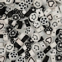 John Bead Craft Beads Clay Shapes - Black and White Mix, Pkg of 120