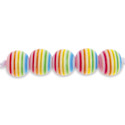 Rico Design Itoshii Plastic Beads - Pkg of 48, Rainbow w/ White Stripes, 8 mm Dia.