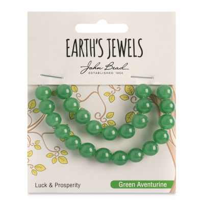 John Bead Semi-Precious Beads - Green Aventurine, Round, 8 mm, 23 beads