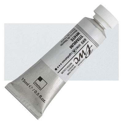 PWC Extra Fine Professional Watercolor - Titanium White, 15 ml, Swatch with Tube