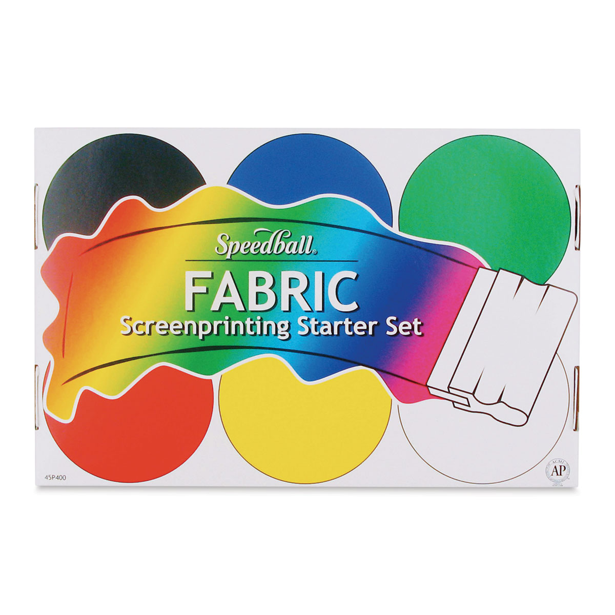 Speedball 4504W Fabric Screenprinting Ink Set, Black, Green, White, Blue, Yellow, Red