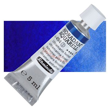 Open in modal - Schmincke Horadam Aquarell Artist Watercolor - Ultramarine Finest, 5 ml tube and swatch