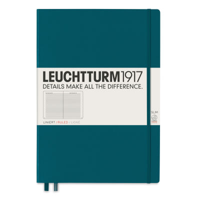 Leuchtturm1917 Ruled Hardbound Notebook - Pacific Green, Master Slim, 8-3/4" x 12-1/2"