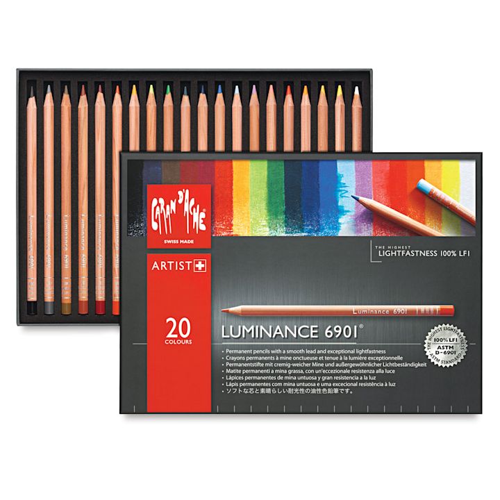 Caran d'Ache Luminance Colored Pencils Assorted Colors, Set of 20