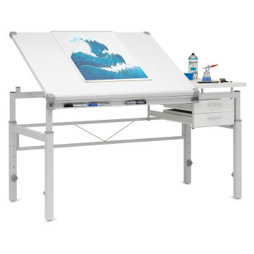 Studio Designs Graphix II Pro Line Table With Drawers - Shown accessorized with table at 30 degrees