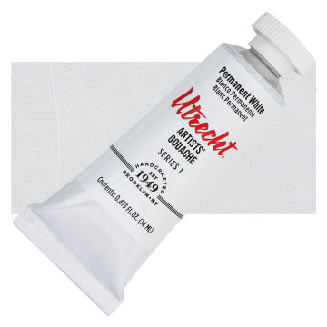 Open in modal - Utrecht Artists' Gouache - Permanent White, 14 ml tube and swatch