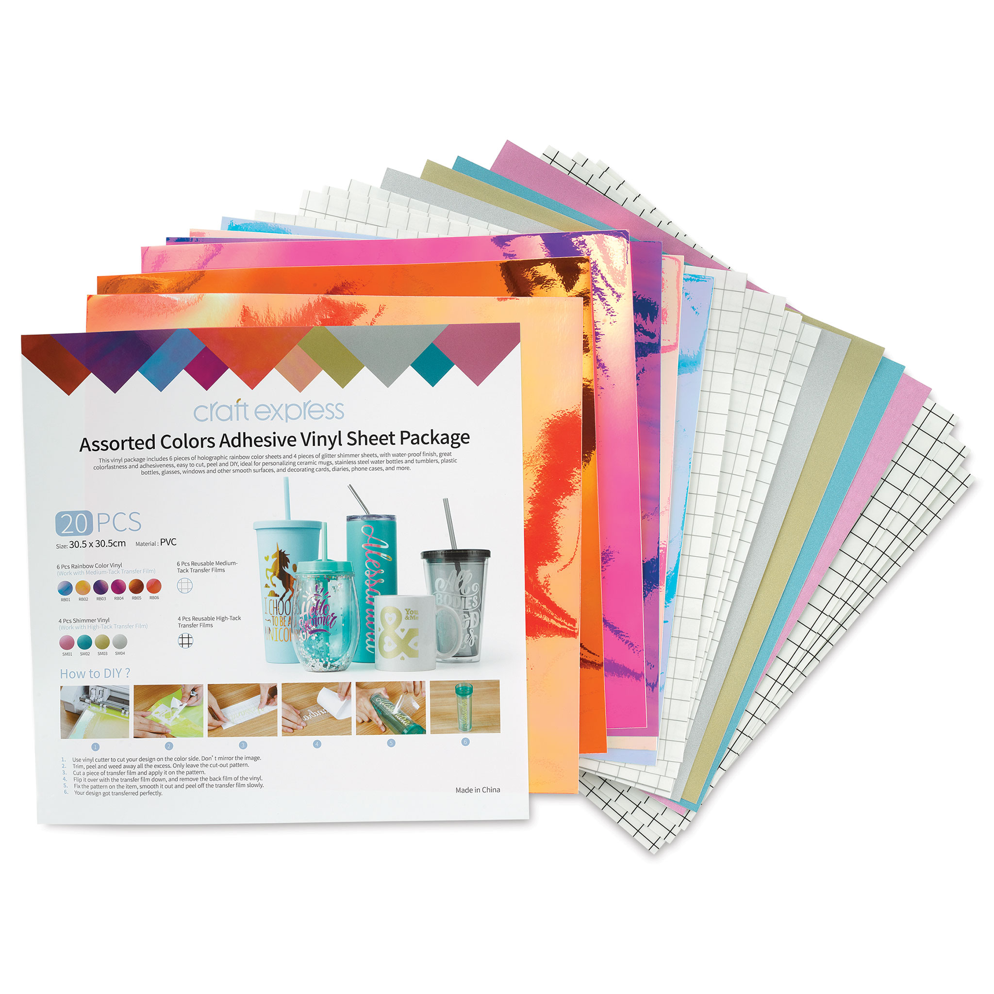 Craft Express Assorted 8-pack Color-Changing Vinyl Sheets