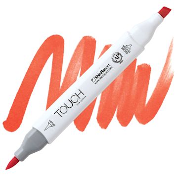 Open in modal - Shinhan Touch Twin Brush Marker - French Vermilion marker and swatch