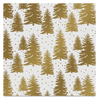 The Gift Wrap Company Wrapping Paper - Golden Trees, 30" x 8 ft, Roll (close-up of wrapping paper design)