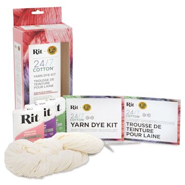 Open in modal - Lion Brand x Rit 24/7 Cotton Yarn Dye Kit - Petal Pink, Purple, and Kelly Green