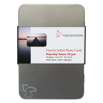Hahnemühle Photo Rag Baryta Inkjet Photo Cards - 4" x 6", Pkg of 30 (Front of tin)
