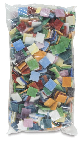 Open in modal - Jennifer's Mosaics Studio Stained Glass Tiles - Bag of approximately 600 Glass tiles shown