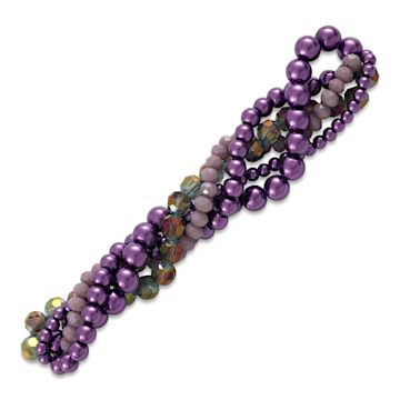 Open in modal - John Bead Twisted Crystal Bead Strands - Blackcurrant Swirl Moonflower