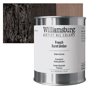 Open in modal - Williamsburg Handmade Oil Paint - French Burnt Umber, 16 oz can and swatch