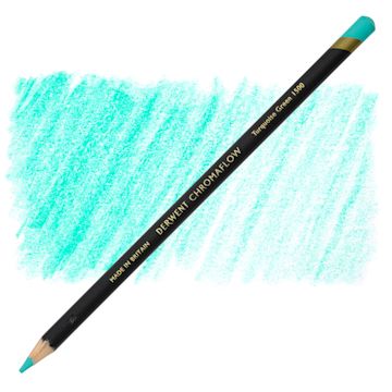 Open in modal - Derwent Chromaflow Colored Pencil - Turquoise Green, swatch and block