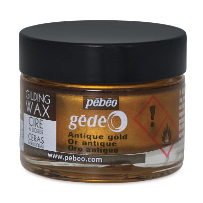 Pebeo Gedeo Gilding Wax - Front of 30 ml jar of Antique Gold Wax
