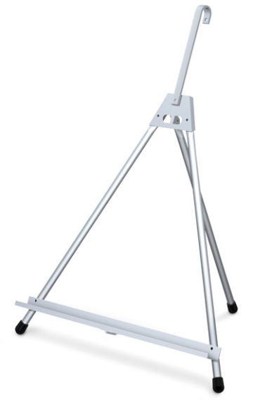 Aluminum Folding Easel - Right angle view of standing easel with simple extension bar