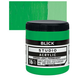 Blick Studio Acrylics - Green Light Permanent,  16 oz jar