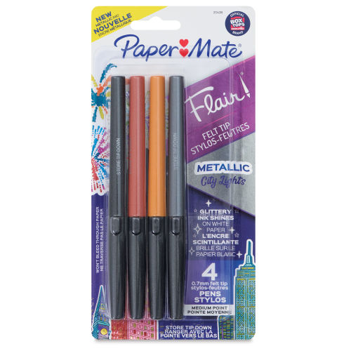Paper Mate Flair Pens, Felt Tip, Medium Point (0.7 mm) - 4 pens
