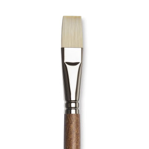 Winsor & Newton Artists' Oil Synthetic Hog Brush - Flat, Size 10, Long Handle (close-up)