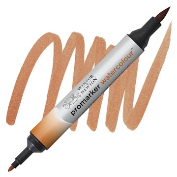 Open in modal - Winsor & Newton Promarker Watercolor Marker - Burnt Sienna marker and swatch