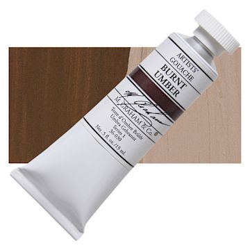 Open in modal - M. Graham Artists' Gouache - Burnt Umber, 15 ml tube and swatch