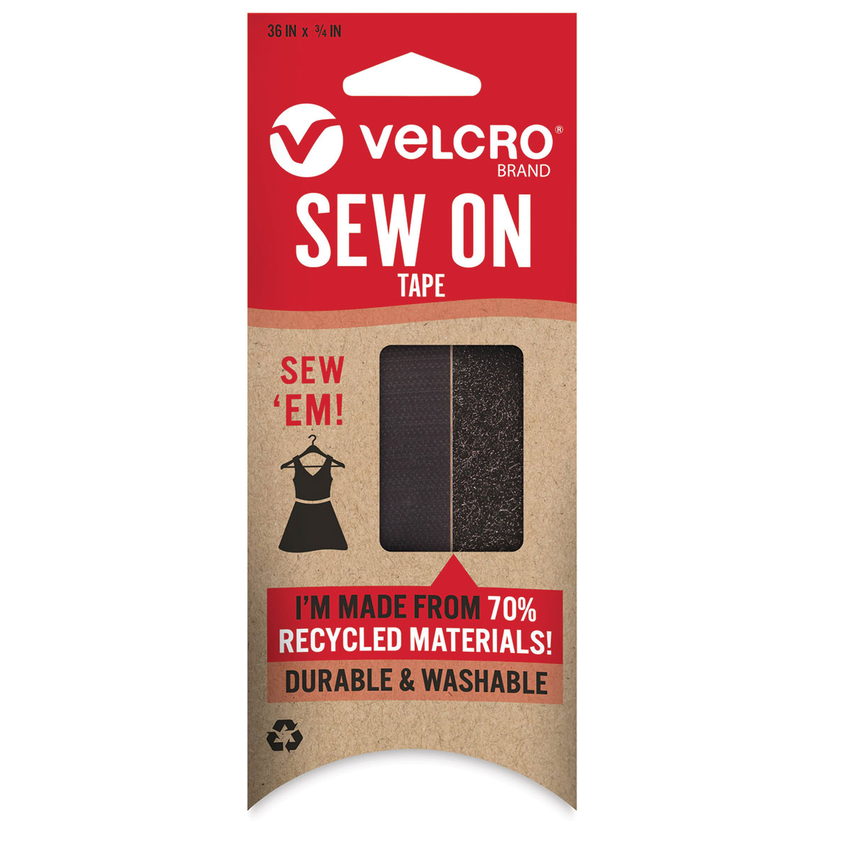  VELCRO Brand Stick On for Fabrics Tape, 19 mm x 60 cm