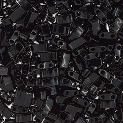 John Bead Miyuki Half Cut Tila Beads - Black, Opaque, 5 mm x 2.3 mm (Close-up of beads)
