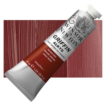 Open in modal - Winsor & Newton Griffin Alkyd - Indian Red, 37 ml tube and swatch