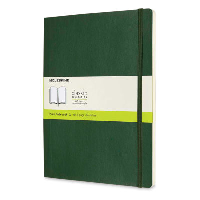 Moleskine Classic Soft Cover Notebook - Metallic Green, Blank, 9-3/4" x 7-1/2"