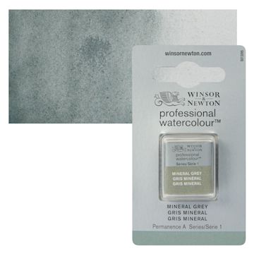 Open in modal - Winsor & Newton Professional Watercolor - Mineral Gray, Half Pan and swatch